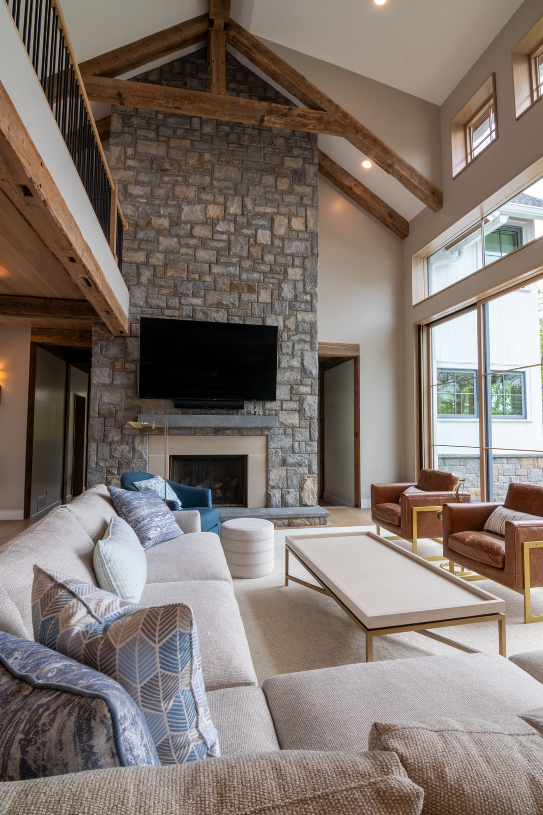 harpers-fin-chimney-sketch Gather's at Harper's Fin Residence are enhanced by the natural stone fireplace that center pieces the open floor plan.